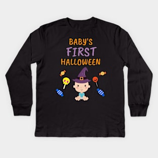 Baby's First Halloween Pregnancy Announcement Kids Long Sleeve T-Shirt